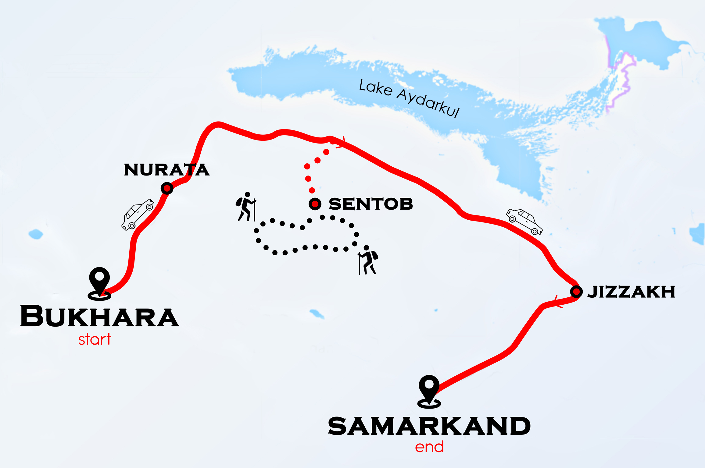 3 day Sentob hiking tour map